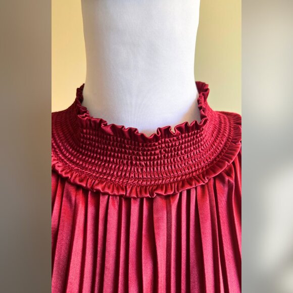 SaksFifthAvenue Nanette Lepore Midi Dress Pleated Blouson Dress - Picture 9 of 11